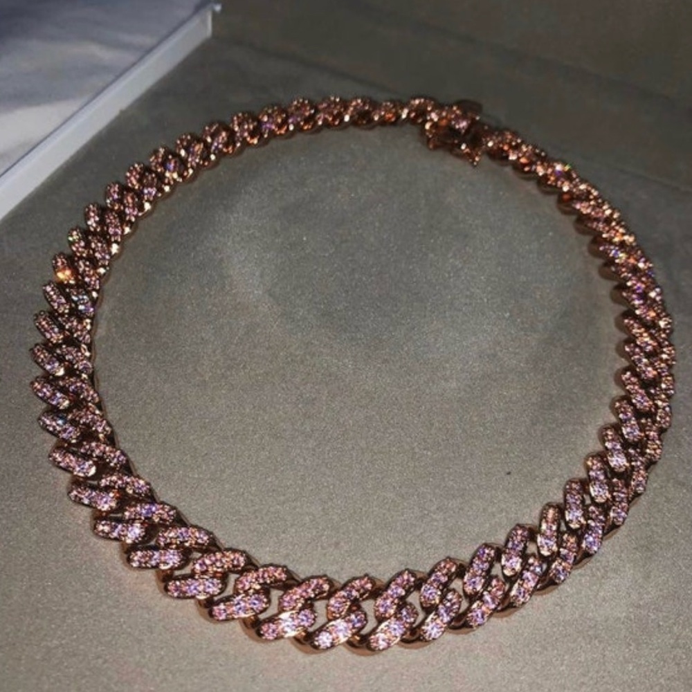 Pink Rose Gold Women's Cuban necklace 18inch